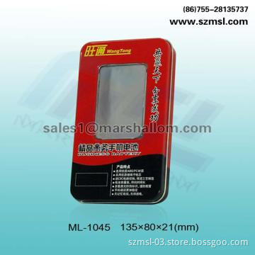 tin box with clear window, metal box, candy box